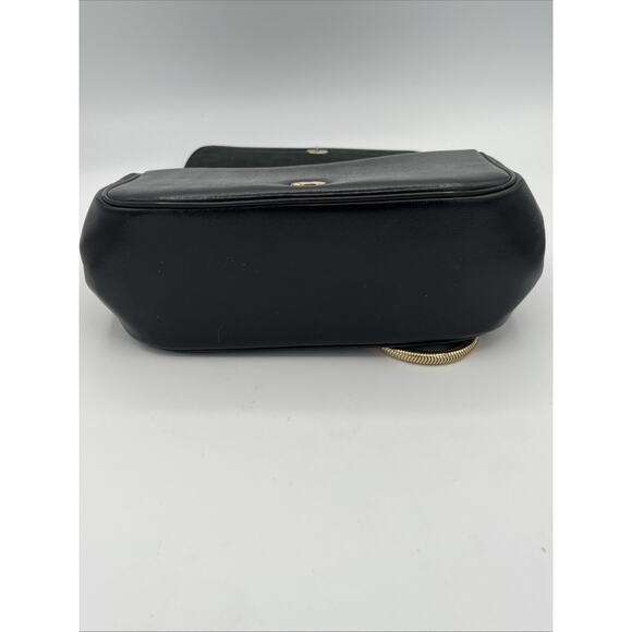 RARE Miss Lewis VINTAGE Over Shoulder Purse Black Art Deco Leather Gold Silver - Picture 8 of 10